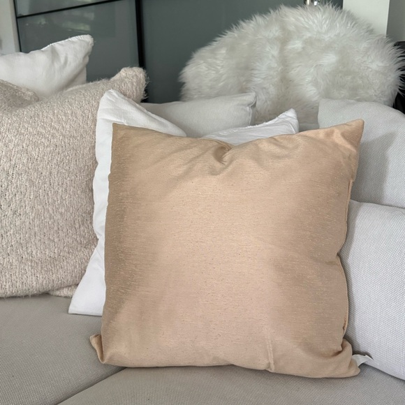 Romantic Home Tan Raw Silk with Shell Throw Pillow - Picture 2 of 8